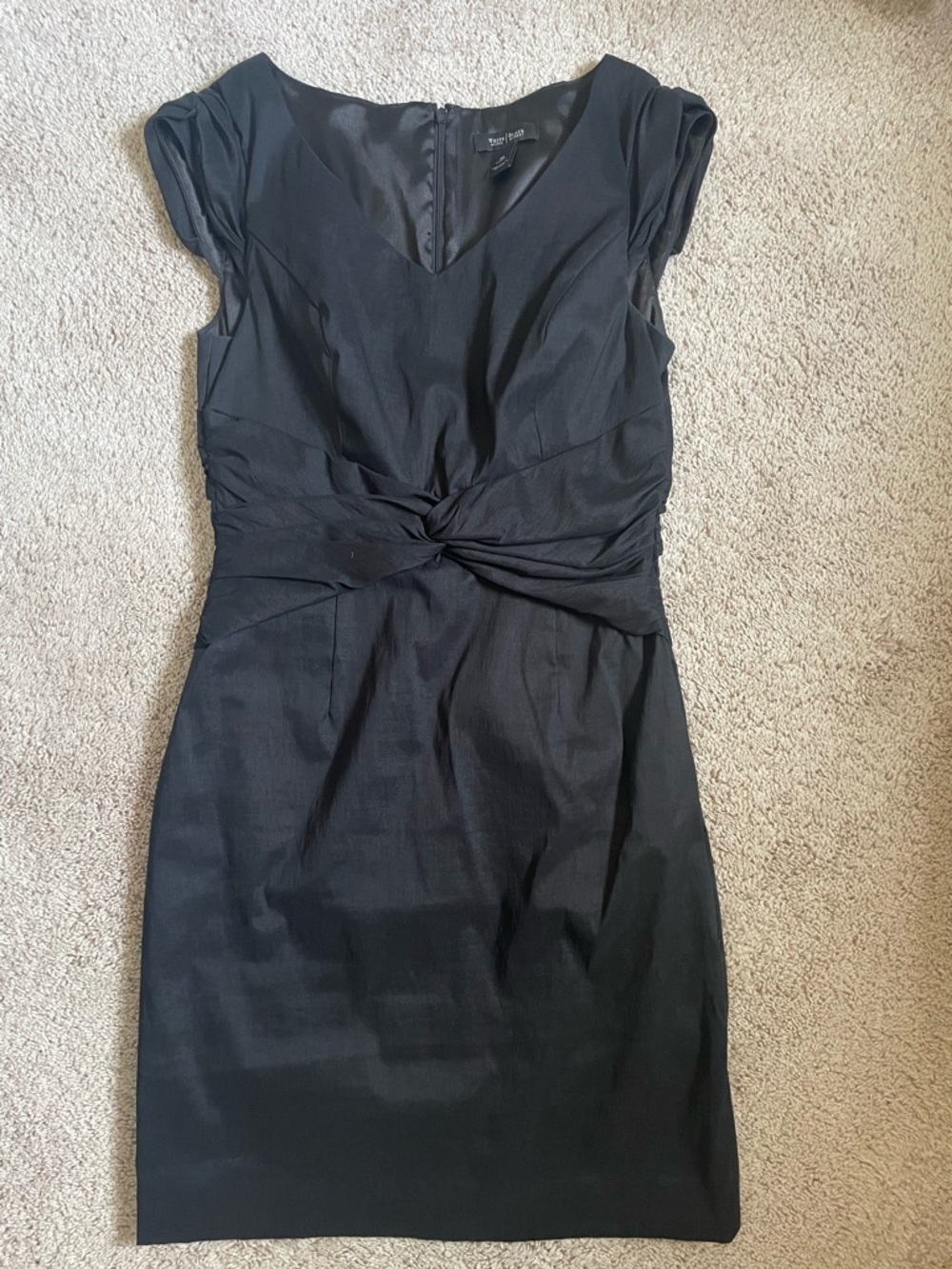 Elegant White House Black Market Black Twist-Waist Mini Dress